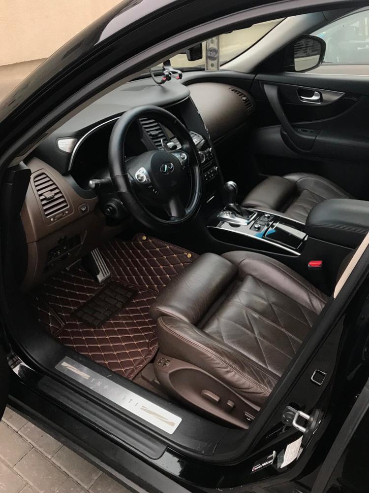 Dark Brown Leather Car Mats Set