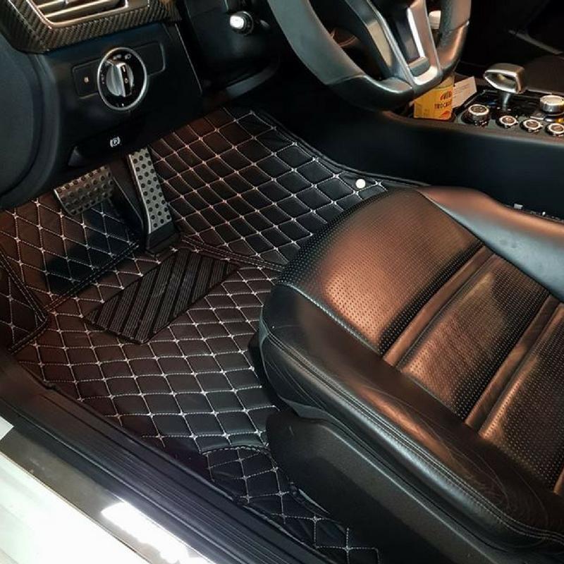 Luxury Black Leather Car Mats Set